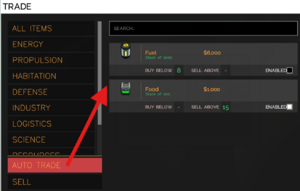Clicking the auto trade button will open the auto trade window